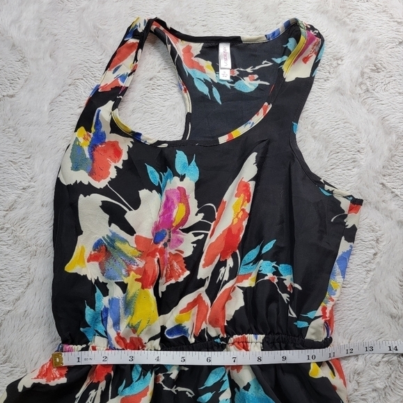 Xhilaration Black Floral Print HighLow Hem Racer Back Sleeveless Dress Sz S - Picture 6 of 8